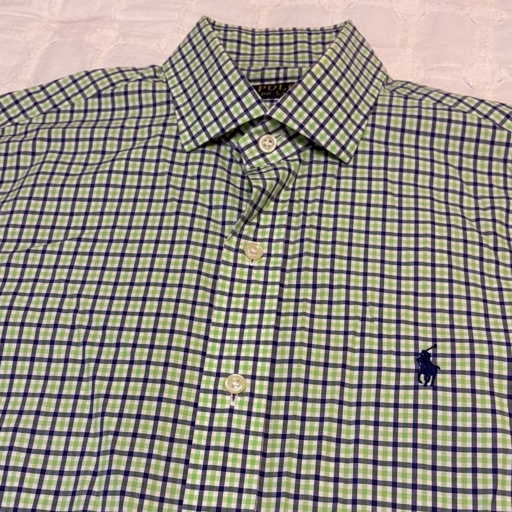 Polo by Ralph Lauren Men's Checkered Shirt in Green and Blue